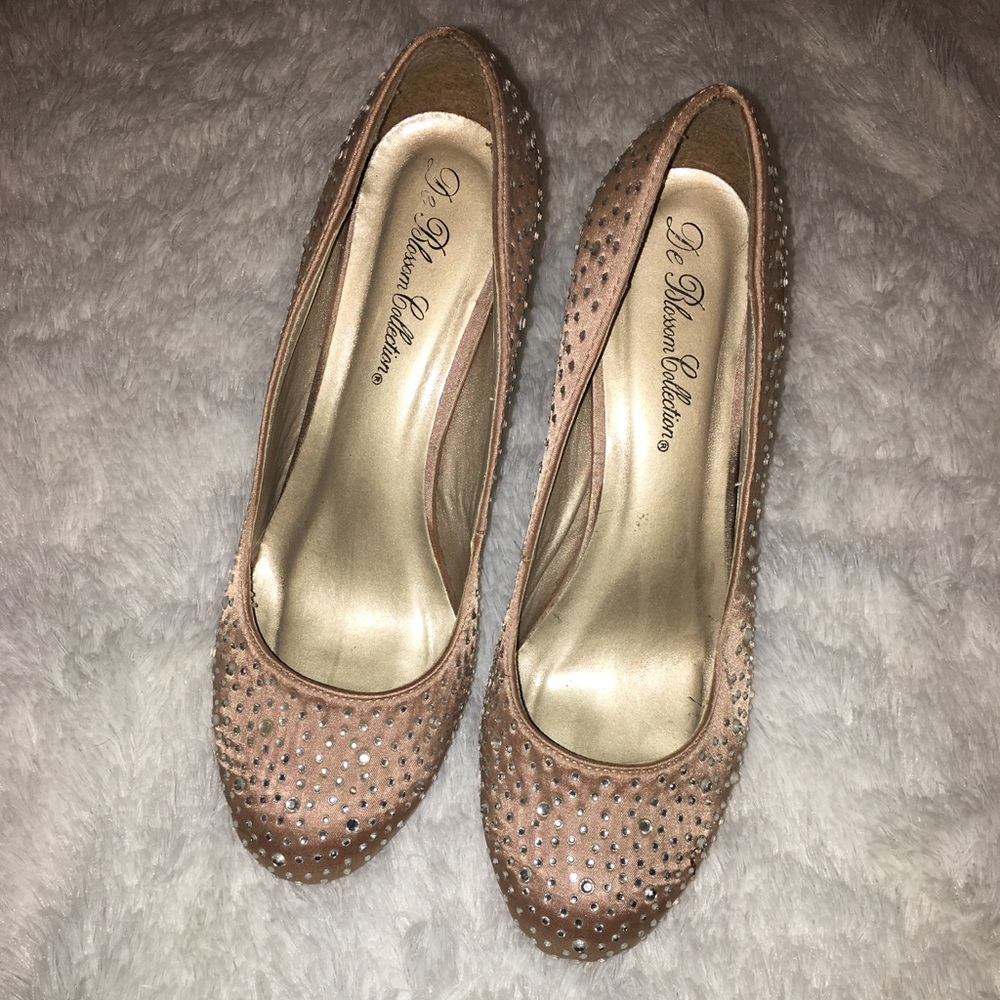 Blush rhinestone stilettos